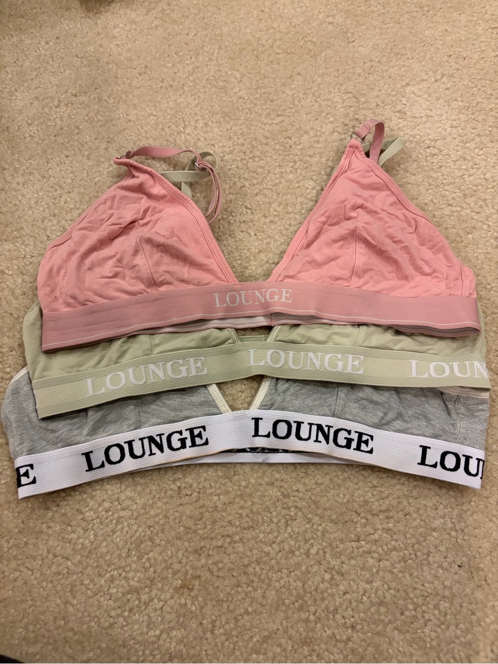 LOUNGE Triangle Bralette - Pink, Sage & Gray